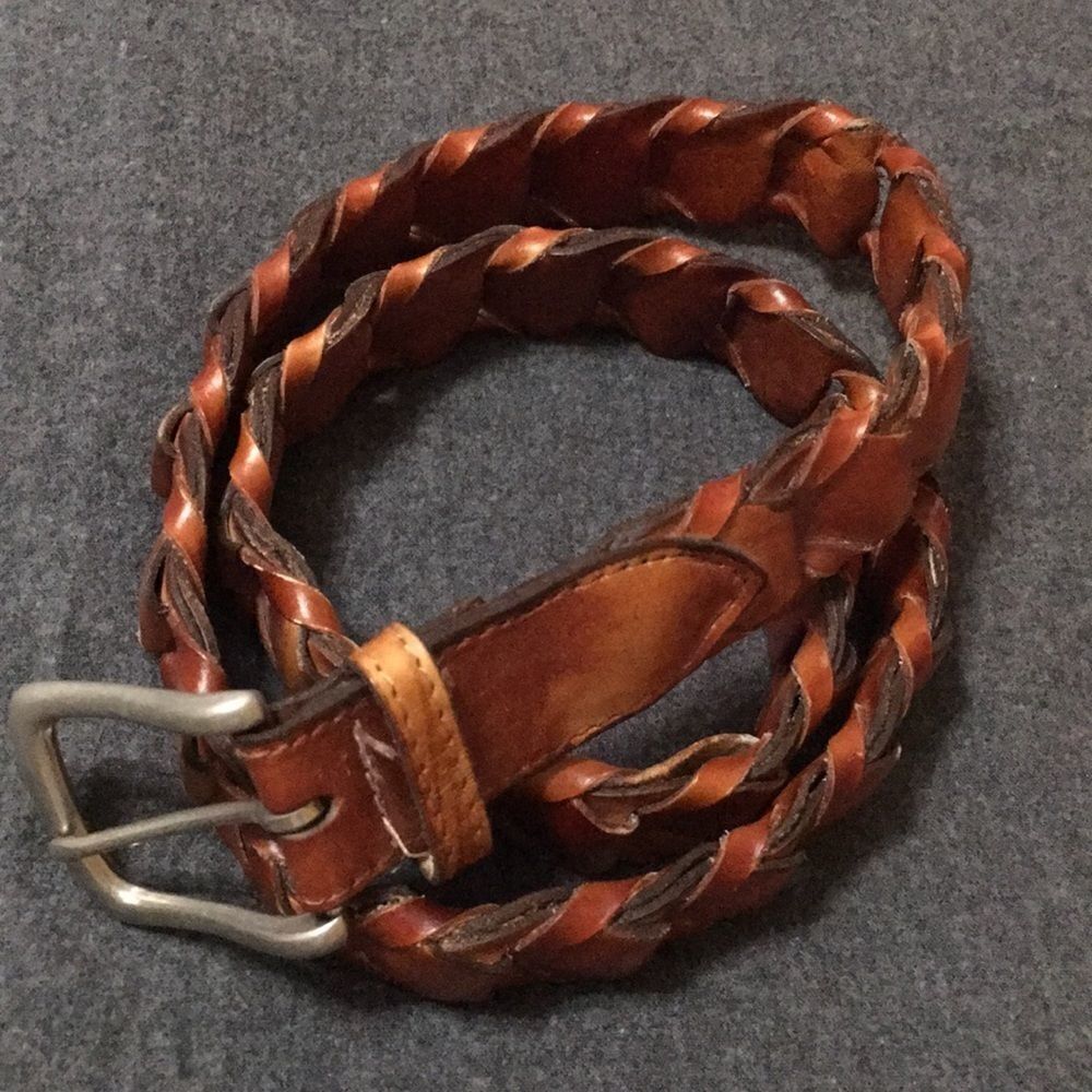 Faux leather linked brown belt